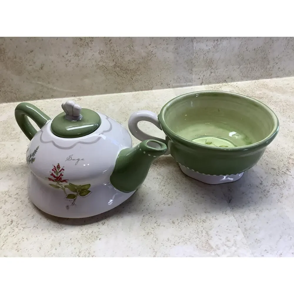 Herb Garden Tea Pot For One - Genuine Sonoma Home Goods - Floral Motif, Lavender